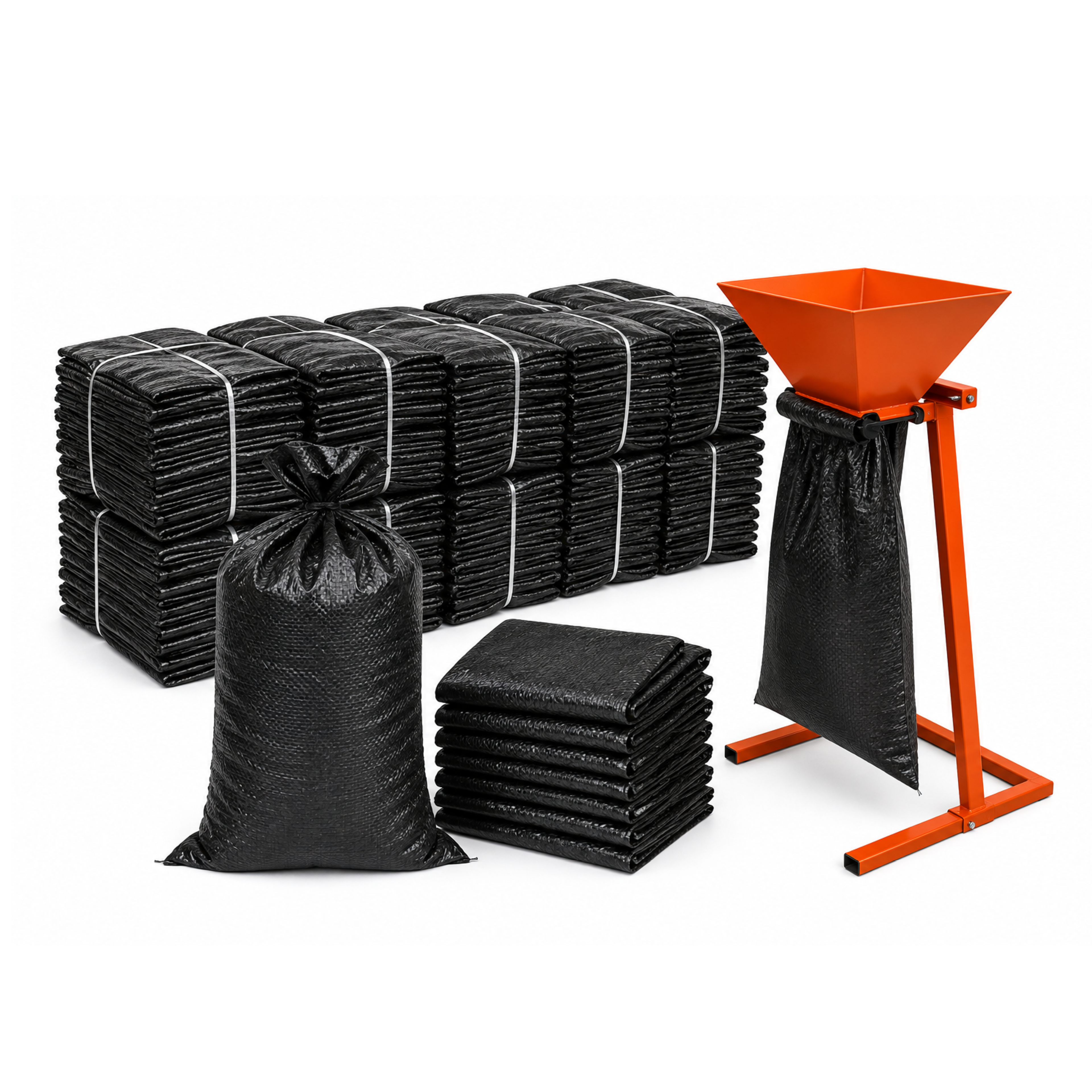 Sandsække inkl. sandsækkefylder | UV-BESTANDIG | til 25 kg | Sort | 40x70 cm | 1000 stk.