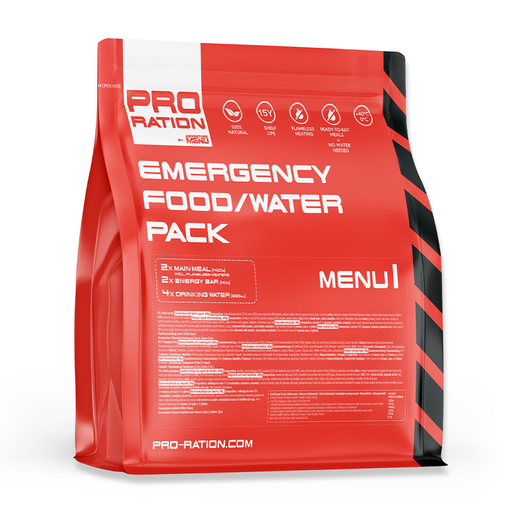 Pro Ration Emergency Food Water Pack Menu IV