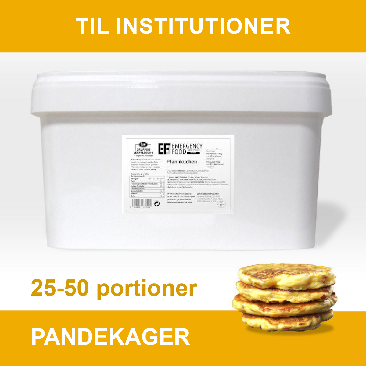 Frysetørret mad | Pandekager | 25-50 portioner | Convar Emergency Food | 5000 g