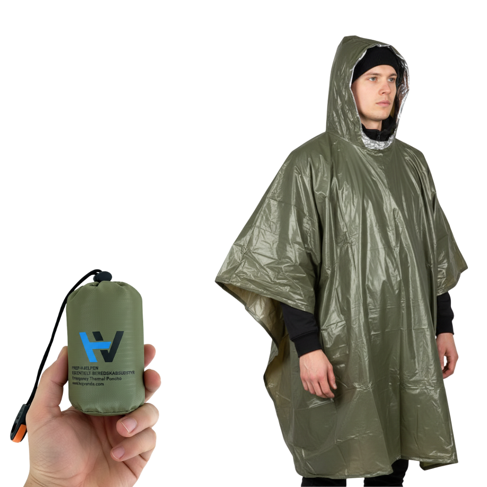 Alu overlevelses-poncho med nødfløjte