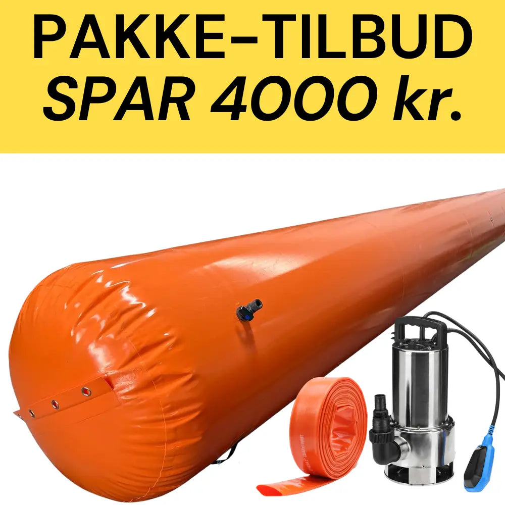 Komplet oversvømmelsespakke – 50 meter tube og pumpekit.