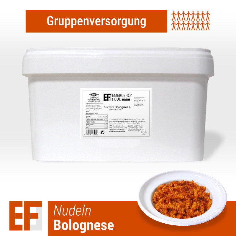 Frysetørret mad | Pasta Bolognese | 25-40 portioner | Convar Emergency Food | 3750 g