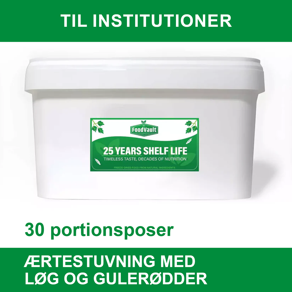 Frysetørret mad | Ærtestuvning med løg og gulerødder | 30 portionsposer | FoodVault | 3000 g