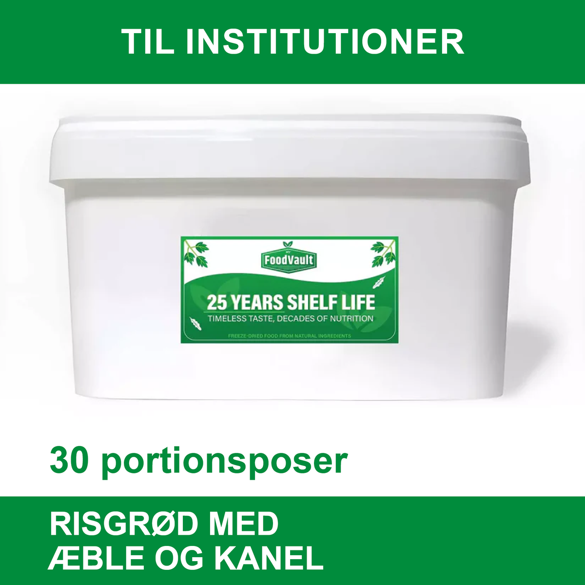 Frysetørret mad | Risgrød med æble og kanel | 30 portionsposer | FoodVault | 3000 g