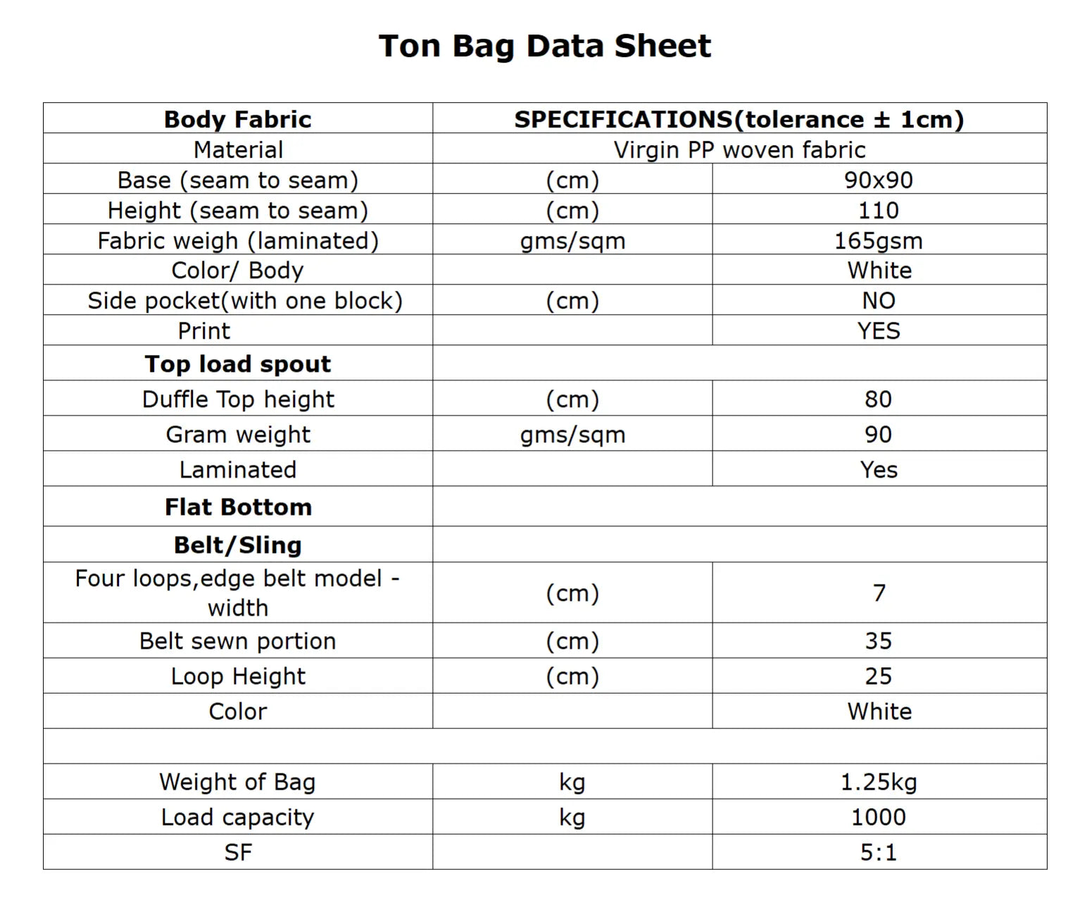 Big Bag m. topskørt, 90 x 90 x110cm