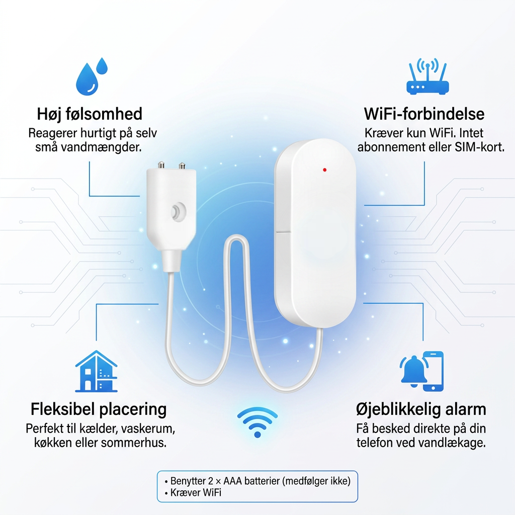 Vandlækagesensor med alarm