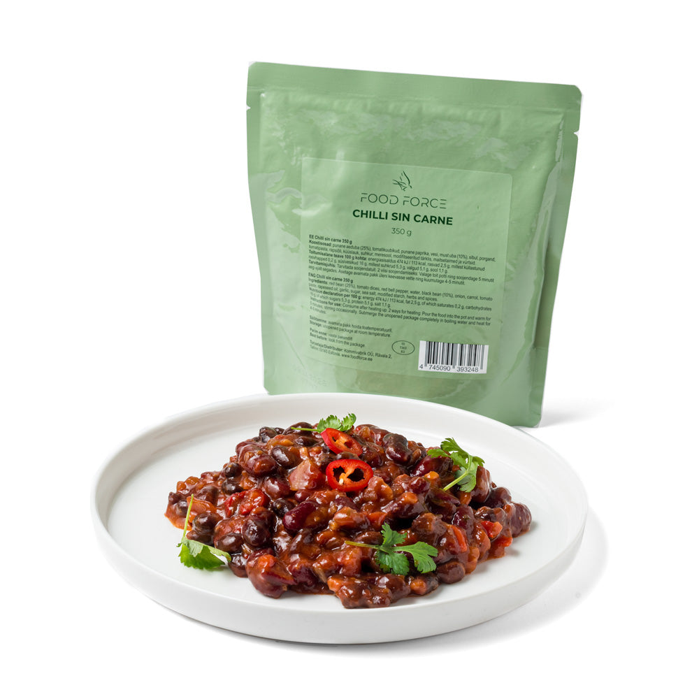 Frysetørret mad | Chilli sin Carne (Vegetarisk) | Stor portion | Food Force | 300g